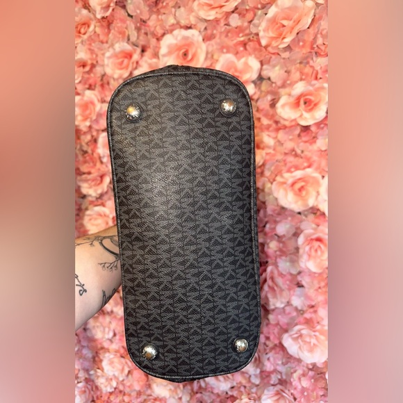 Michael Kors Black Signature MK Pattern Shoulder Bag Tote - Picture 14 of 16